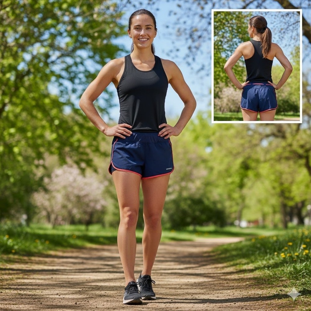 Patagonia Women's Navy Blue Running Shorts with Red Trim Size L